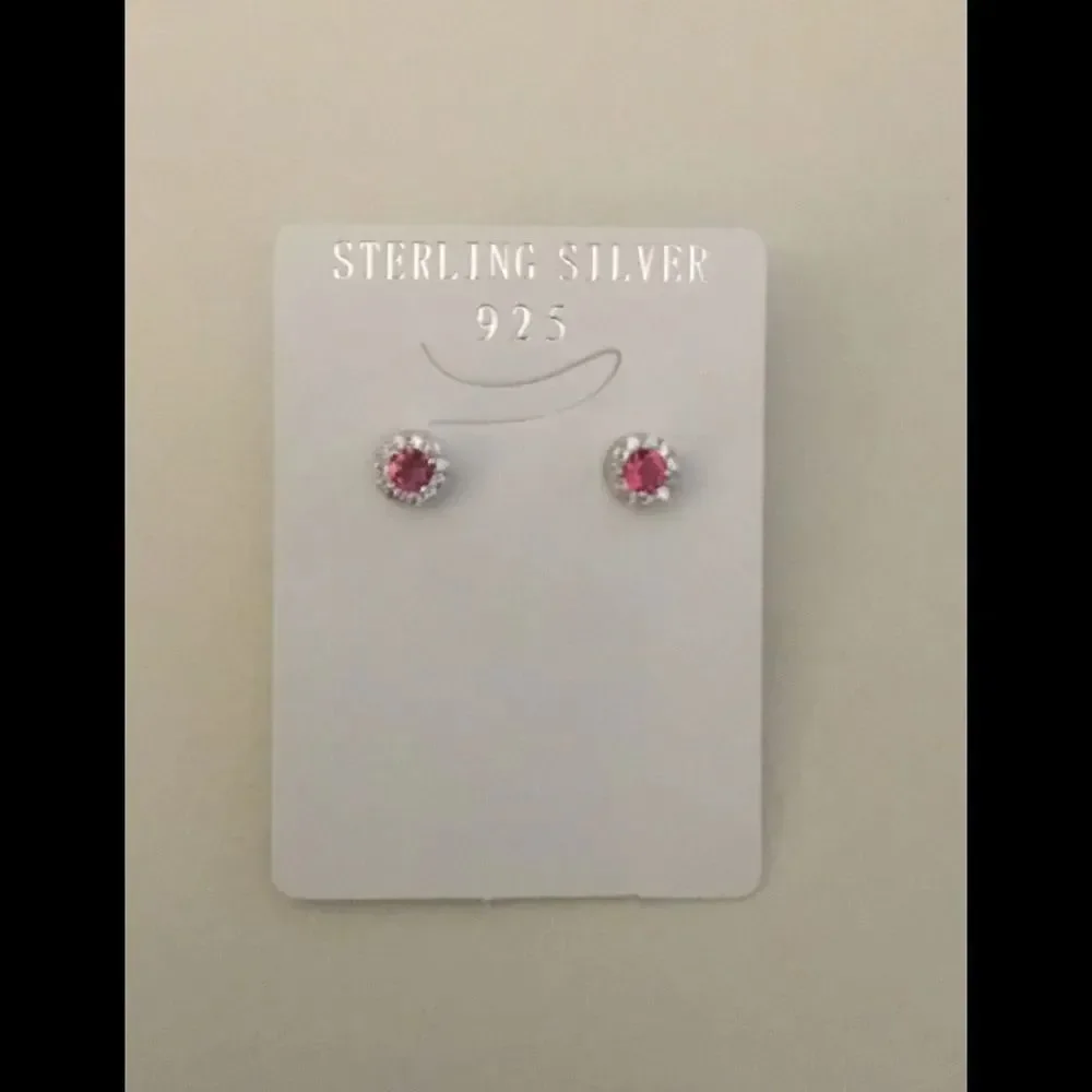 Sparkling Ruby & White Topaz Round Halo Earrings